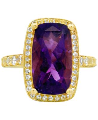 Amethyst (3.30 ct. t.w.) & White Topaz (0.60 ct. t.w.) Ring in 14k Yellow Gold-Plated Sterling Silver