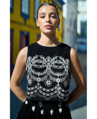 Women's Embroidered Crop Top