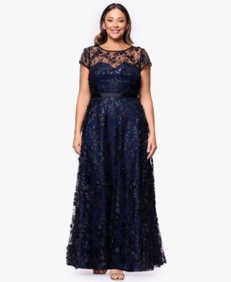Plus Size Embellished 3D Flower Ball Gown