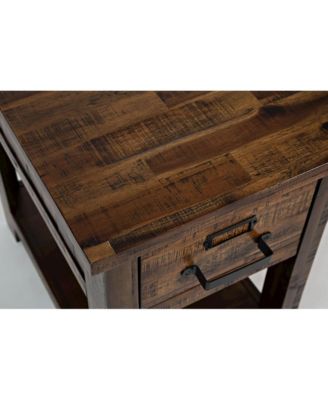 Cannon Valley Distressed Industrial One Drawer Chairside Table