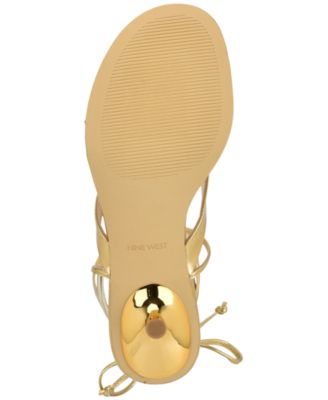 Women's Batty Ornamented Thong Tie-Up Kitten Heel Sandals