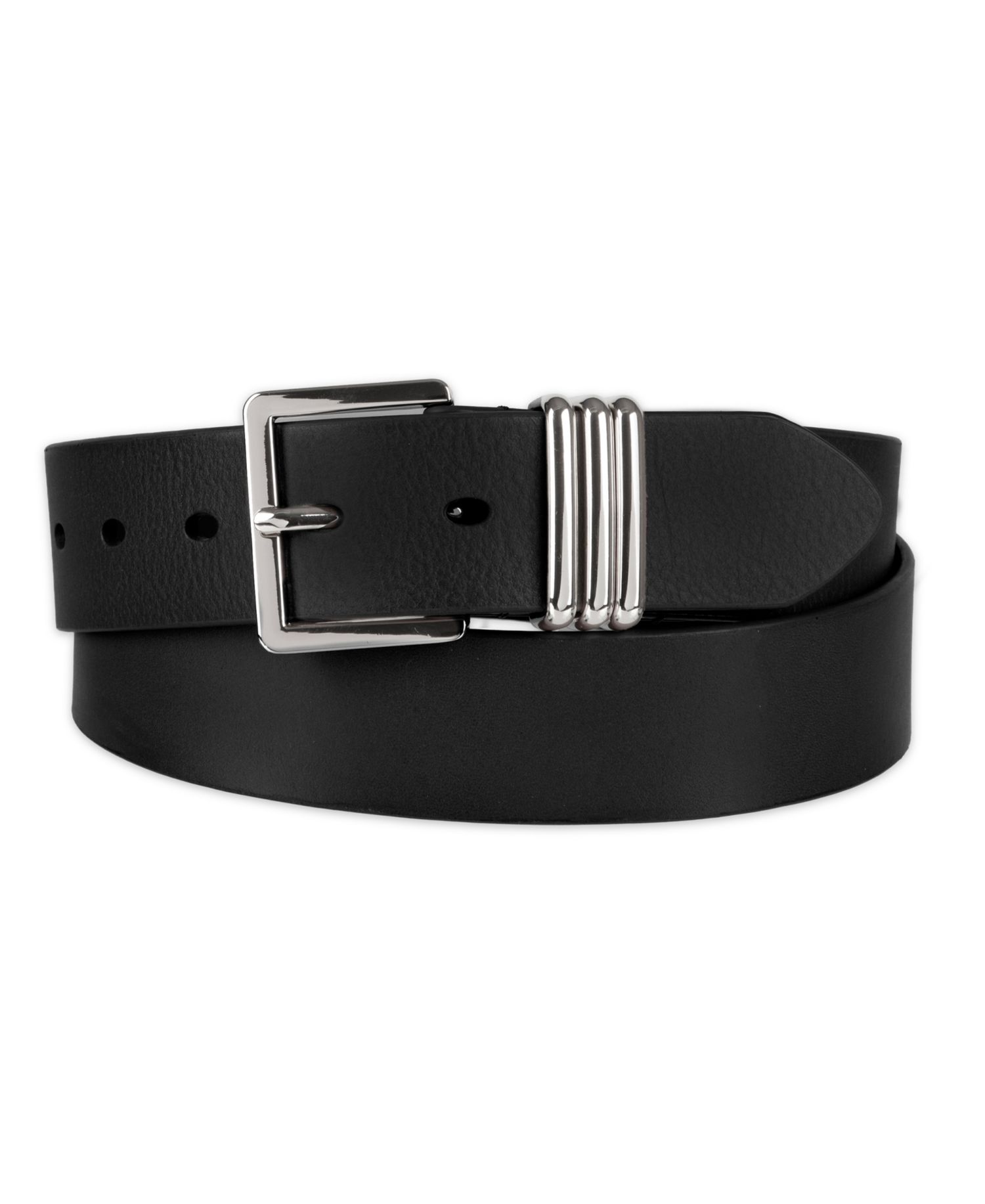 Women's Triple-Metal Strap Keeper Casual Leather Belt