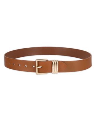 Women's Triple-Metal Strap Keeper Casual Leather Belt