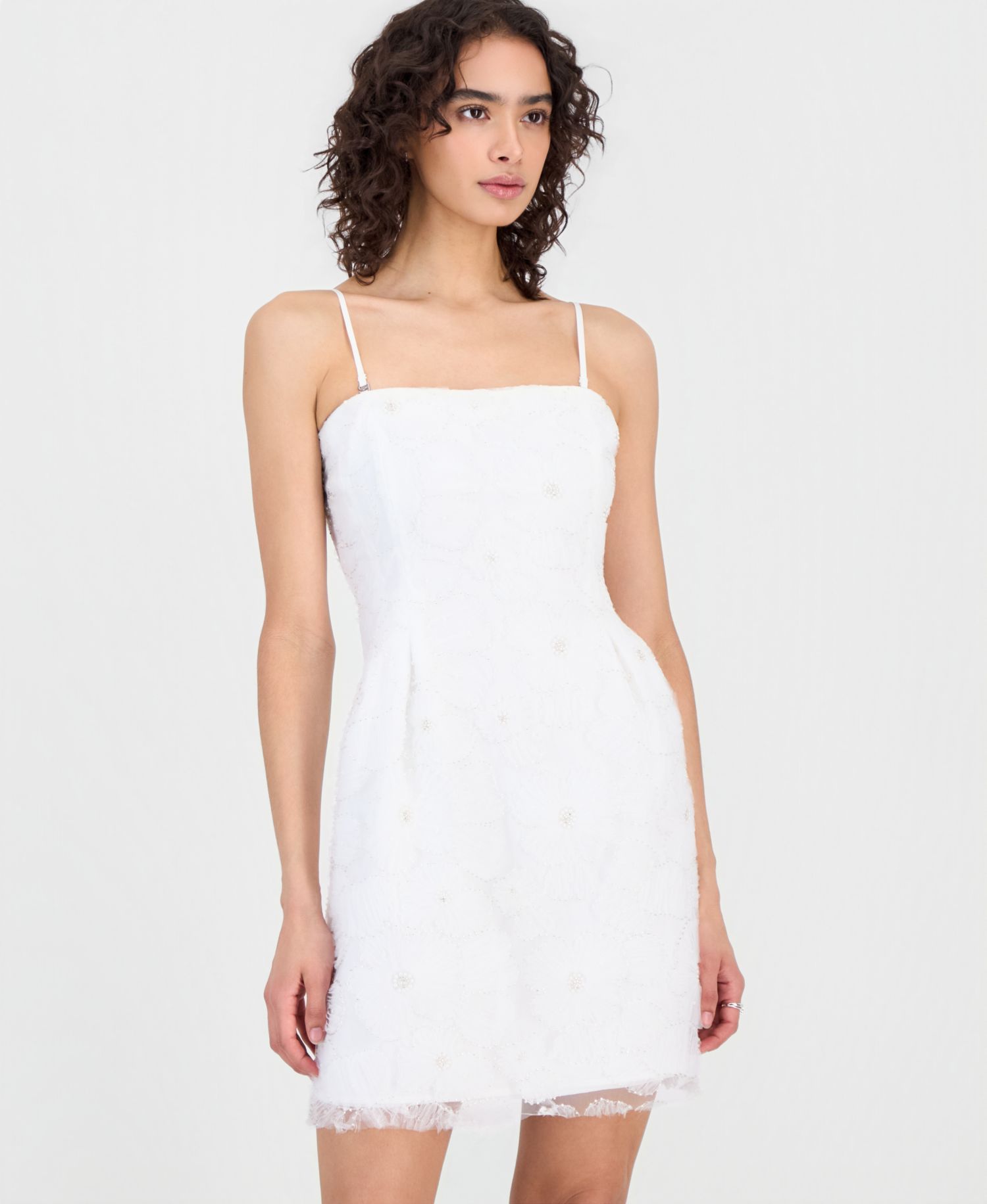 Women's Beaded Floral Strapless Mini Dress