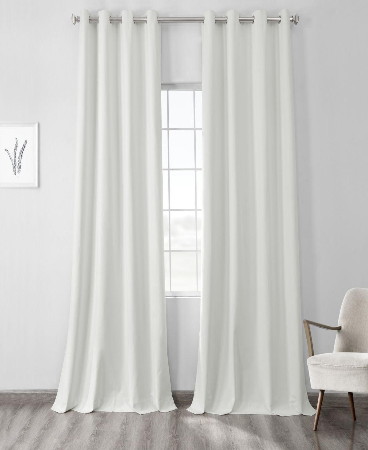 Half Price Drapes Starlight Off White Grommet Thermal Cross Linen Weave Blackout Curtain