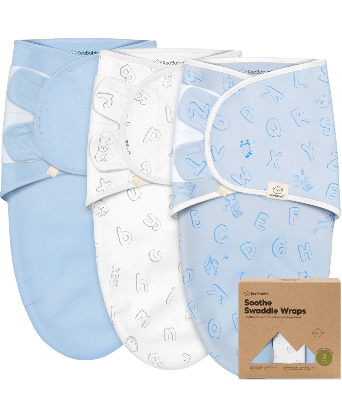 KeaBabies 3pk Soothe Baby Swaddle, Organic Swaddle Sleep Sacks, Newborn, Infant Sack