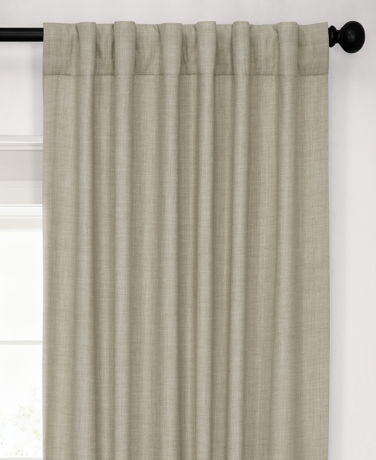 Half Price Drapes Light Beige Performance Linen Hotel Blackout Curtain