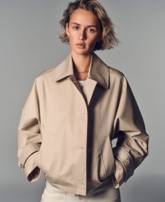 Women's Short Single Breasted Dolman Sleeve Military Trench Jacket