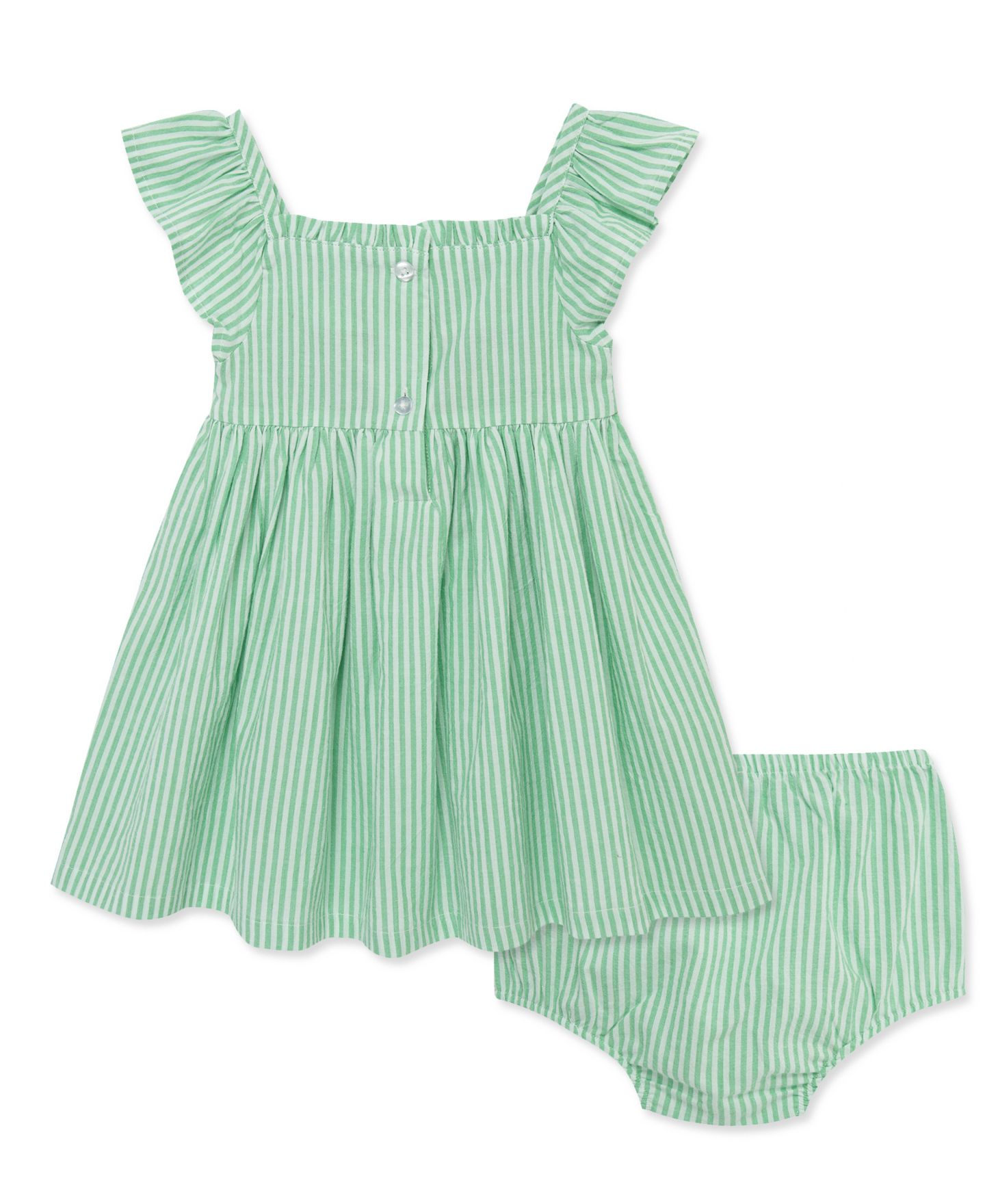 Платье Little Me Striped Dress with Diaper Cover для девочек-малышей, цвет: Зелёный — фото 2