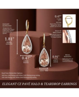 Elegant Cubic Zirconia Pave Halo & Teardrop Earrings