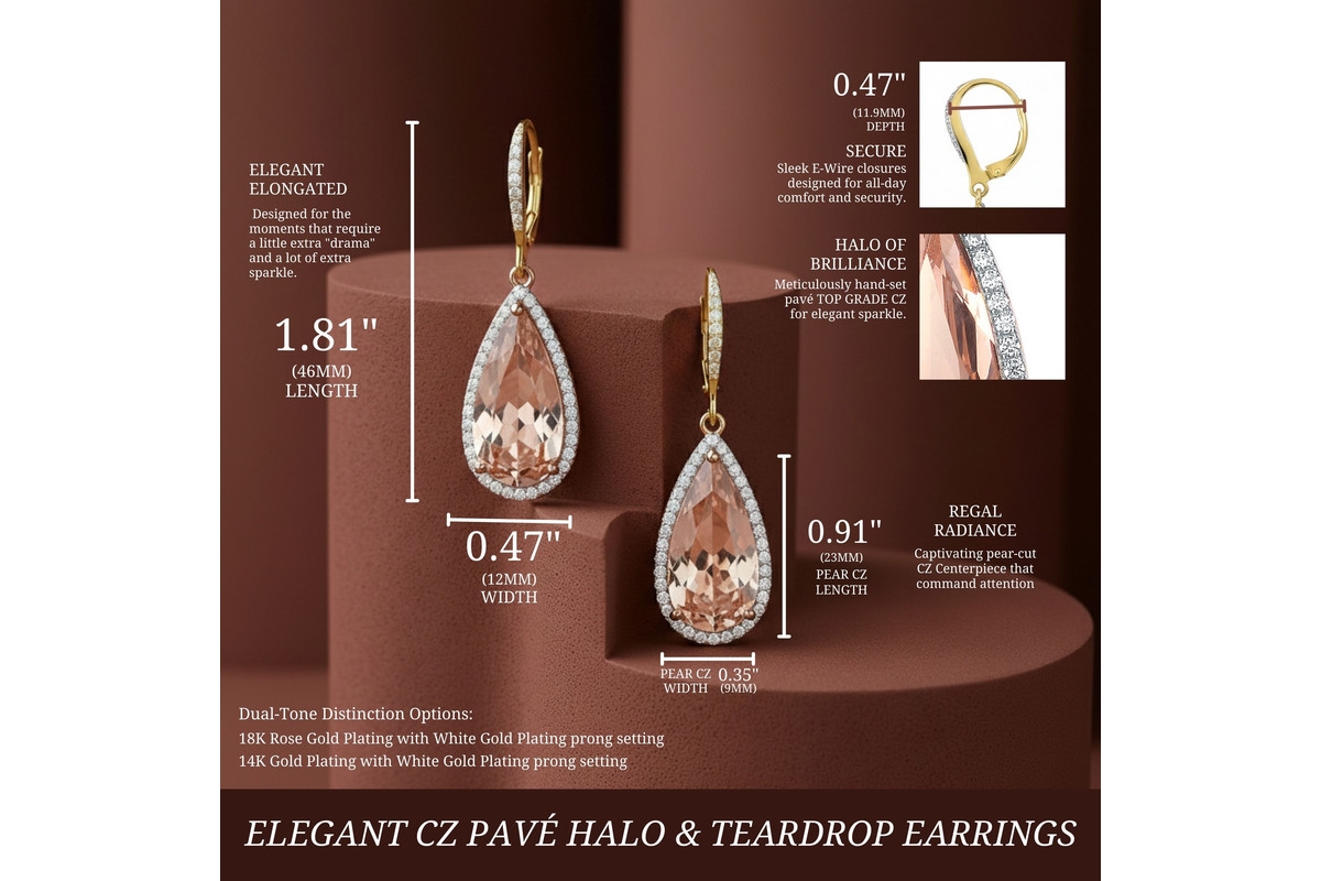 Elegant Teardrop Shaped Earrings with A Cubic Zirconia Middle Stone