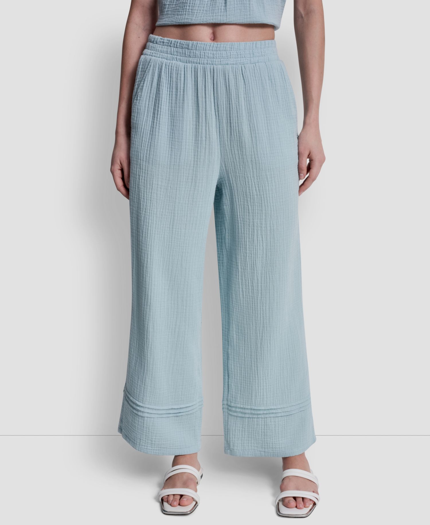 Petite Gauze Straight-Leg Pull-On Pants