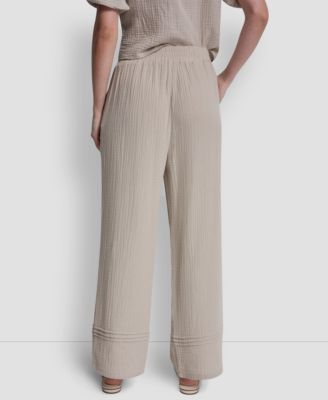 Petite Gauze Straight Leg Pull-On Pants