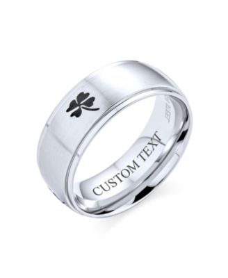 Stainless Steel Celtic Irish Shamrock Band Ring Matte Silver Tone