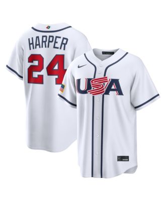 Men's Bryce Harper White USA Baseball 2026 World Baseball Classic Stadium Jersey