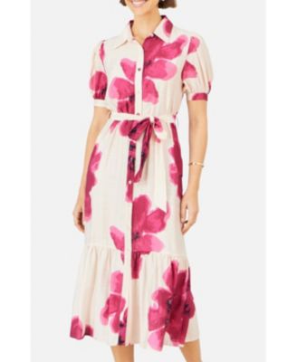 Women's Scattered Floral Shirt Dress