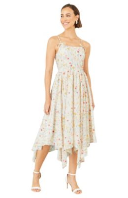 Women's Botanical Embroidery Midi Dress