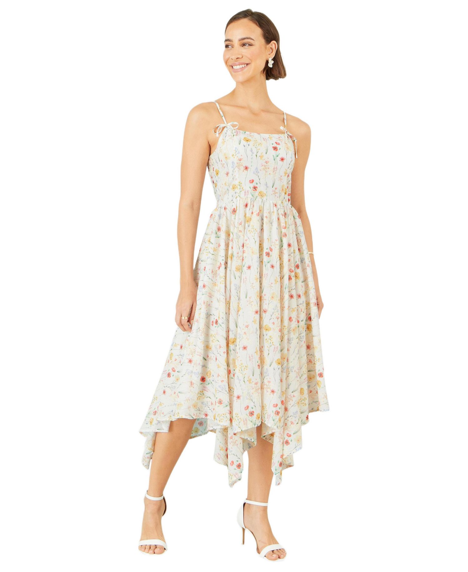 Women's Botanical Embroidery Midi Dress