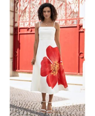 Women's Oversize Poppy Placement Midi Sun Dress