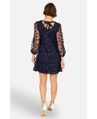 Women's Long Sleeve Floral Applique Tunic Dress