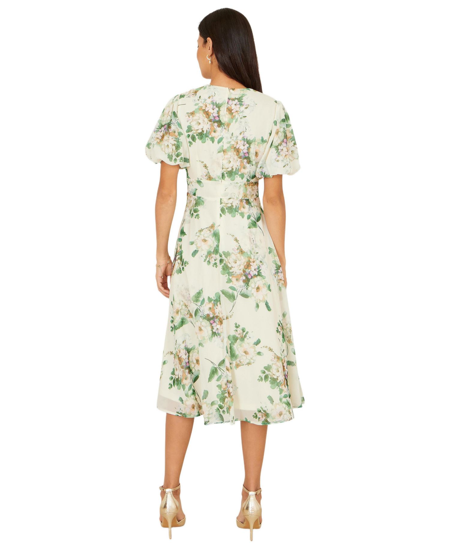 Women's Floral Front Tie Detail Tea Dress