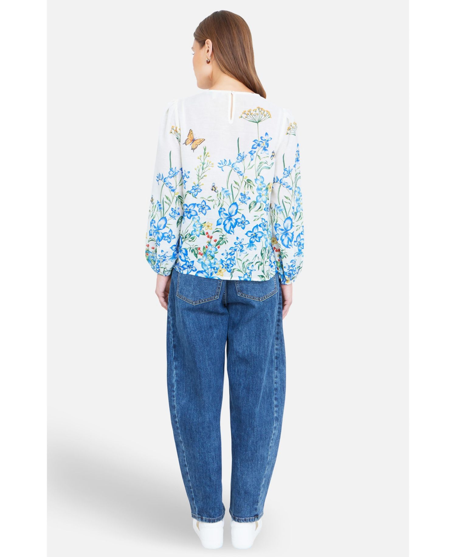 Women's Butterfly Print Long Sleeve Top