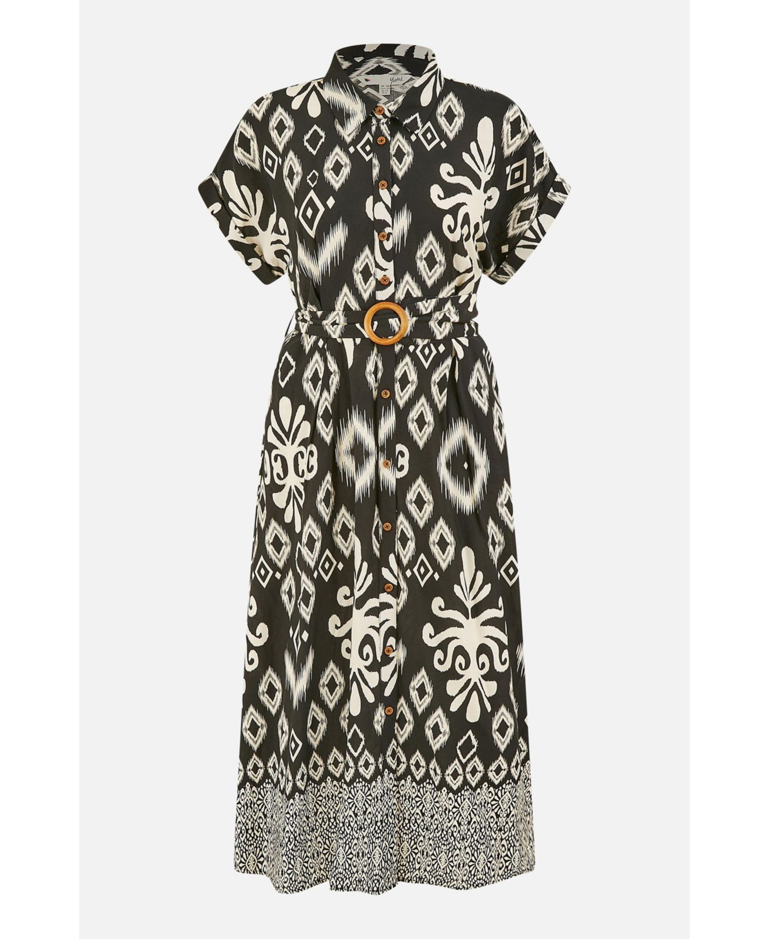 Women's Geo Print Relaxed Midi Shirt Dress