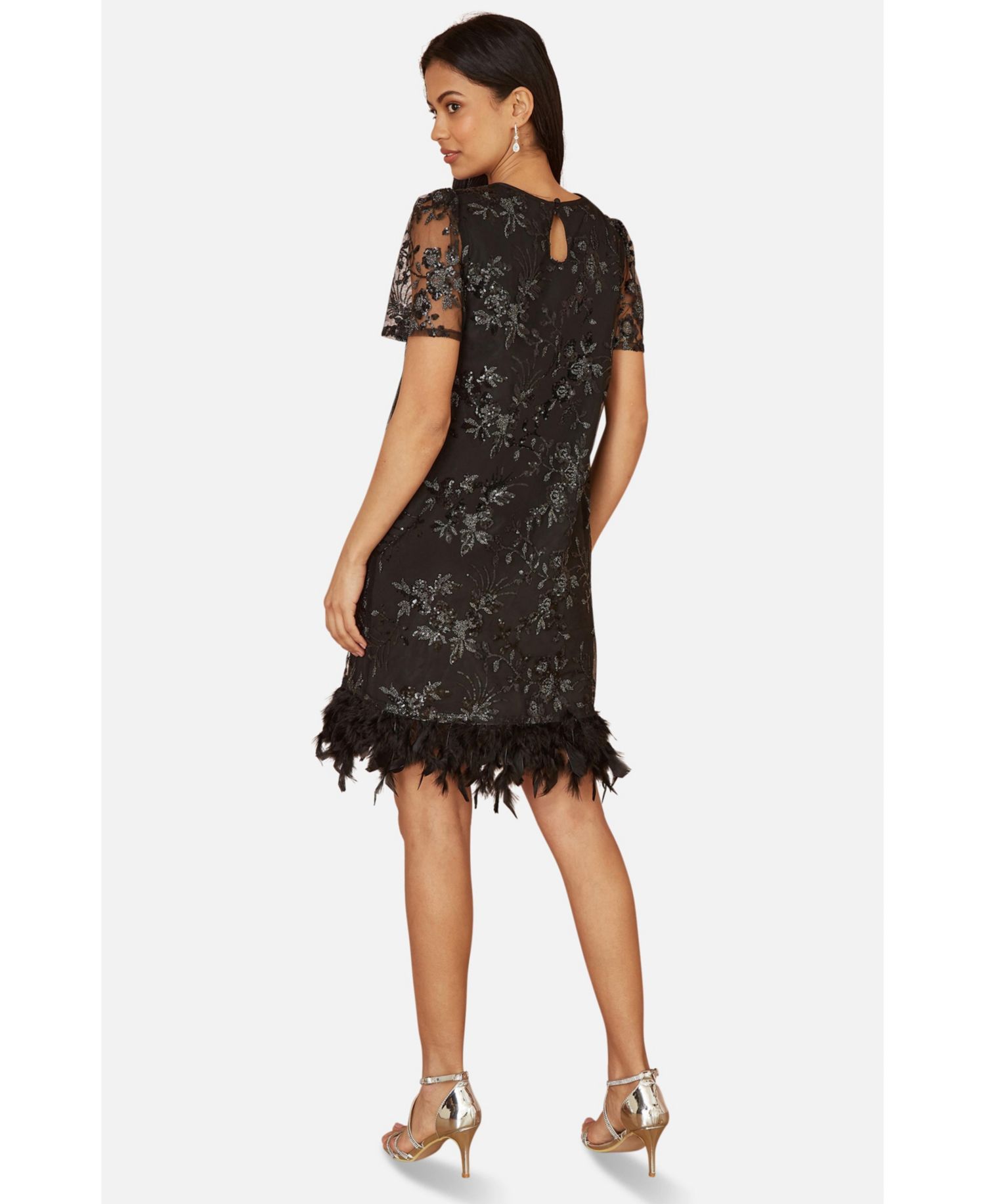 Women's Sequin Embellished Floral Tunic Dress