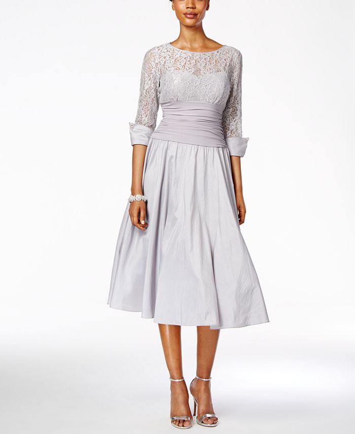 Jessica Howard Lace Three-Quarter-Sleeve A-Line Dress - Macy's