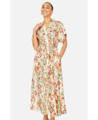 Women's Relaxed Boho Print Maxi Shirt Dress