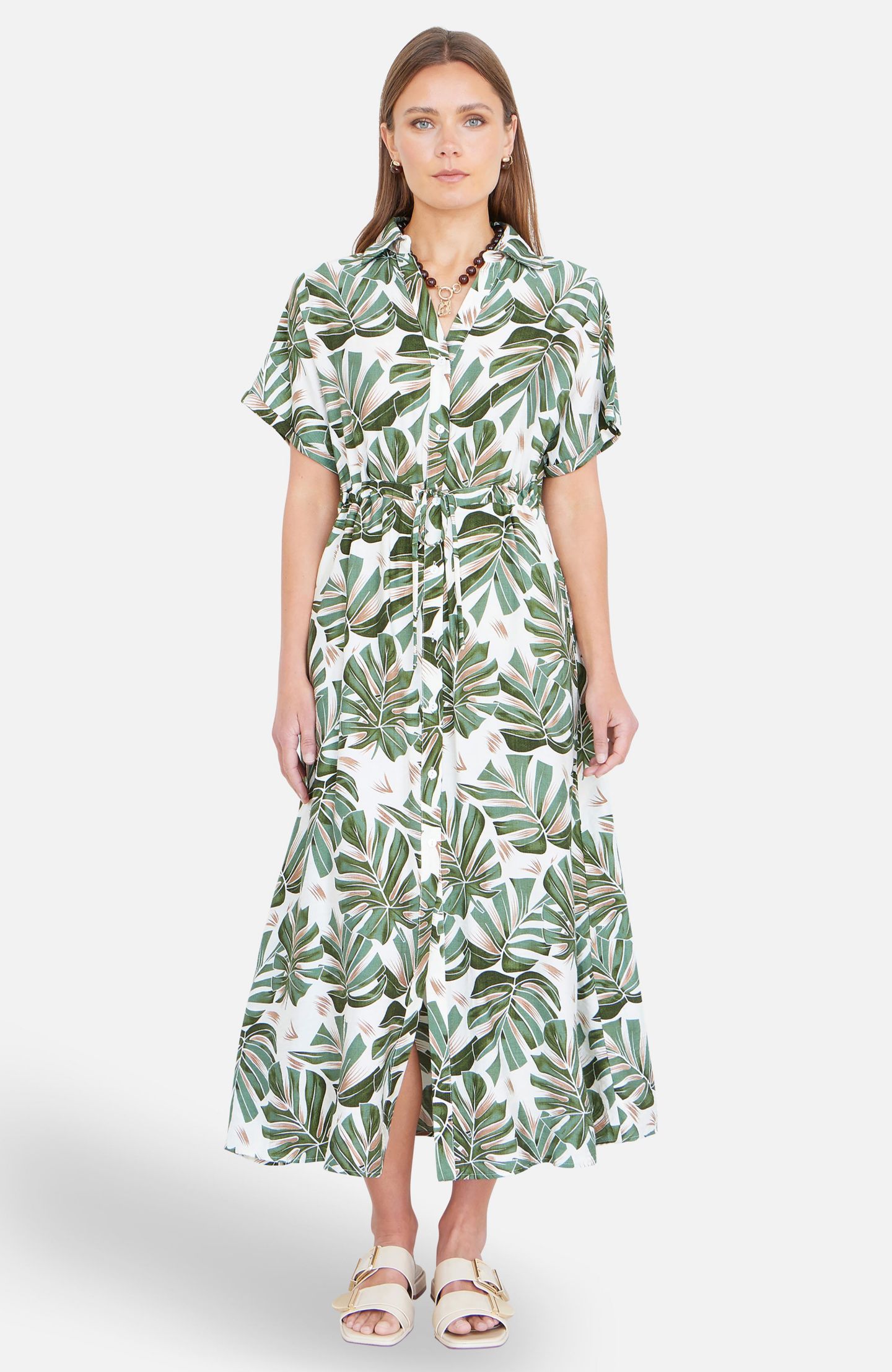 Женское платье Yumi Relaxed Boho Print Maxi Shirt Dress, цвет: Зелёный — фото 5