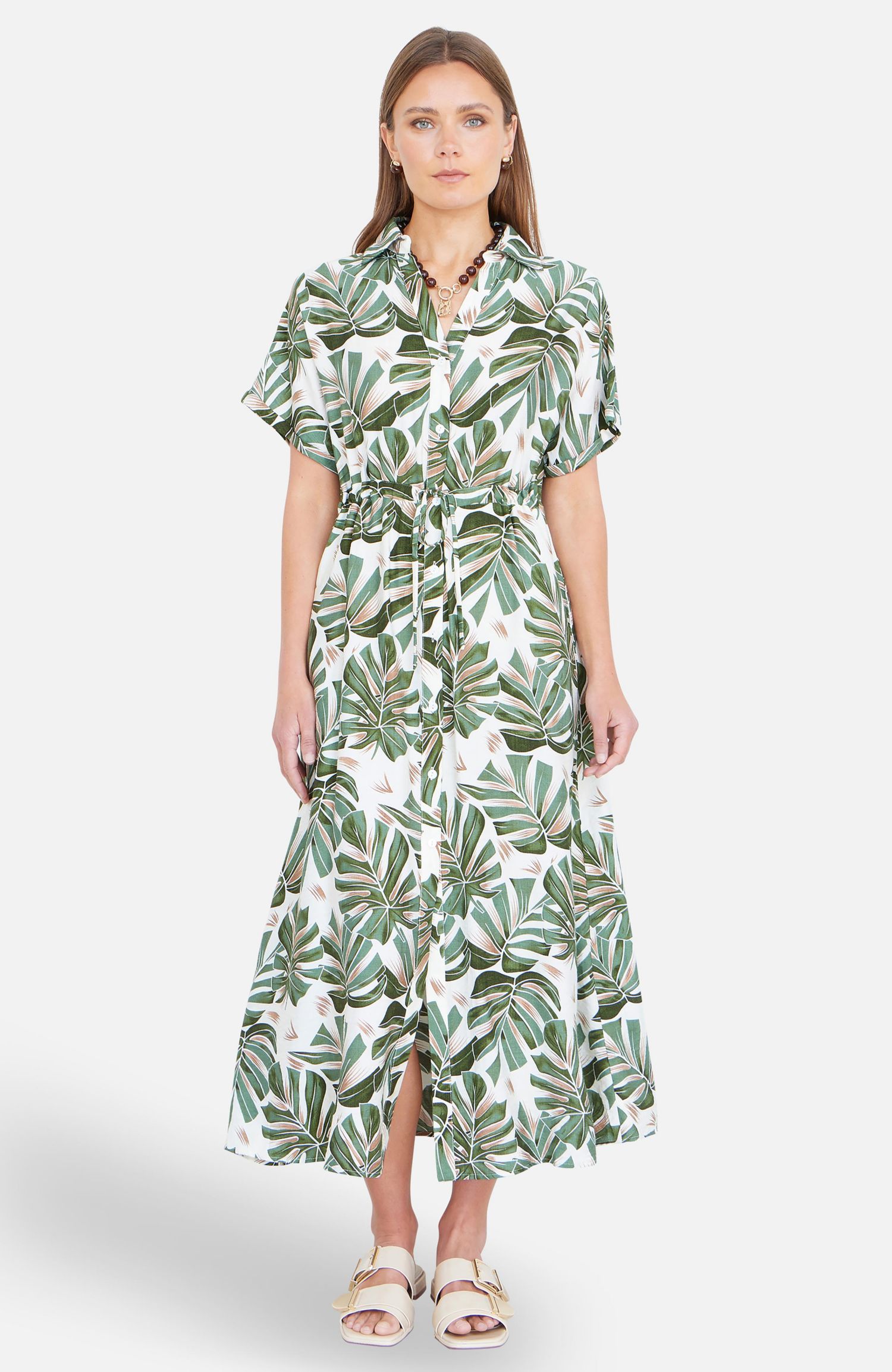 Women's Relaxed Boho Print Maxi Shirt Dress