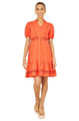 open lace back dress Glamorous Light Orange Oversized Satin Shirt Dress main image 1