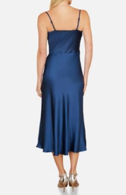 Women's Satin Cowl Neck Midi Dress