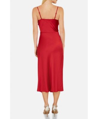 Women's Satin Cowl Neck Midi Dress