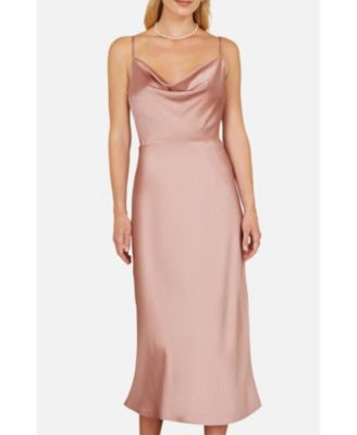 Women's Satin Cowl Neck Midi Dress