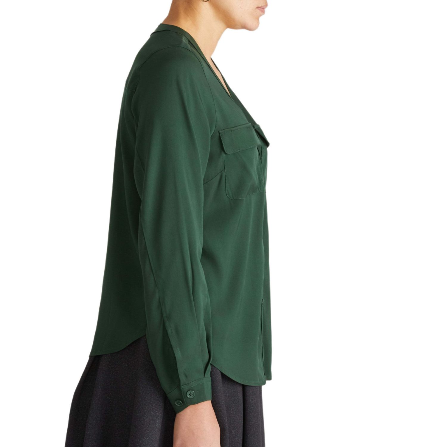 Plus Size Stretch Cupro Button-Down Blouse