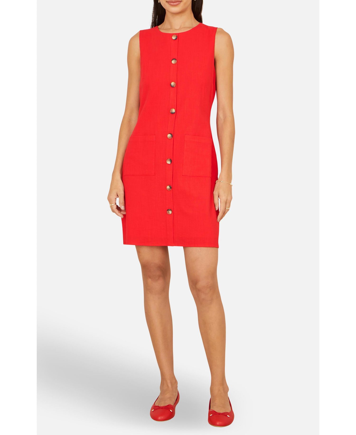 Women's Viscose Button Detail Shift Dress