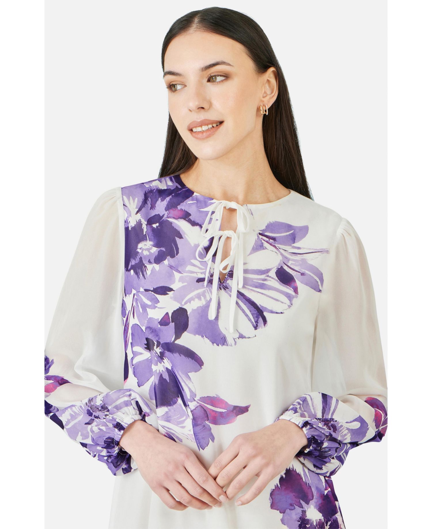 Women's Keyhole Neck Floral Tunic Dress
