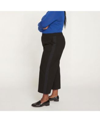 Women's Plus Size Wide Leg Stripe Ponte Pant