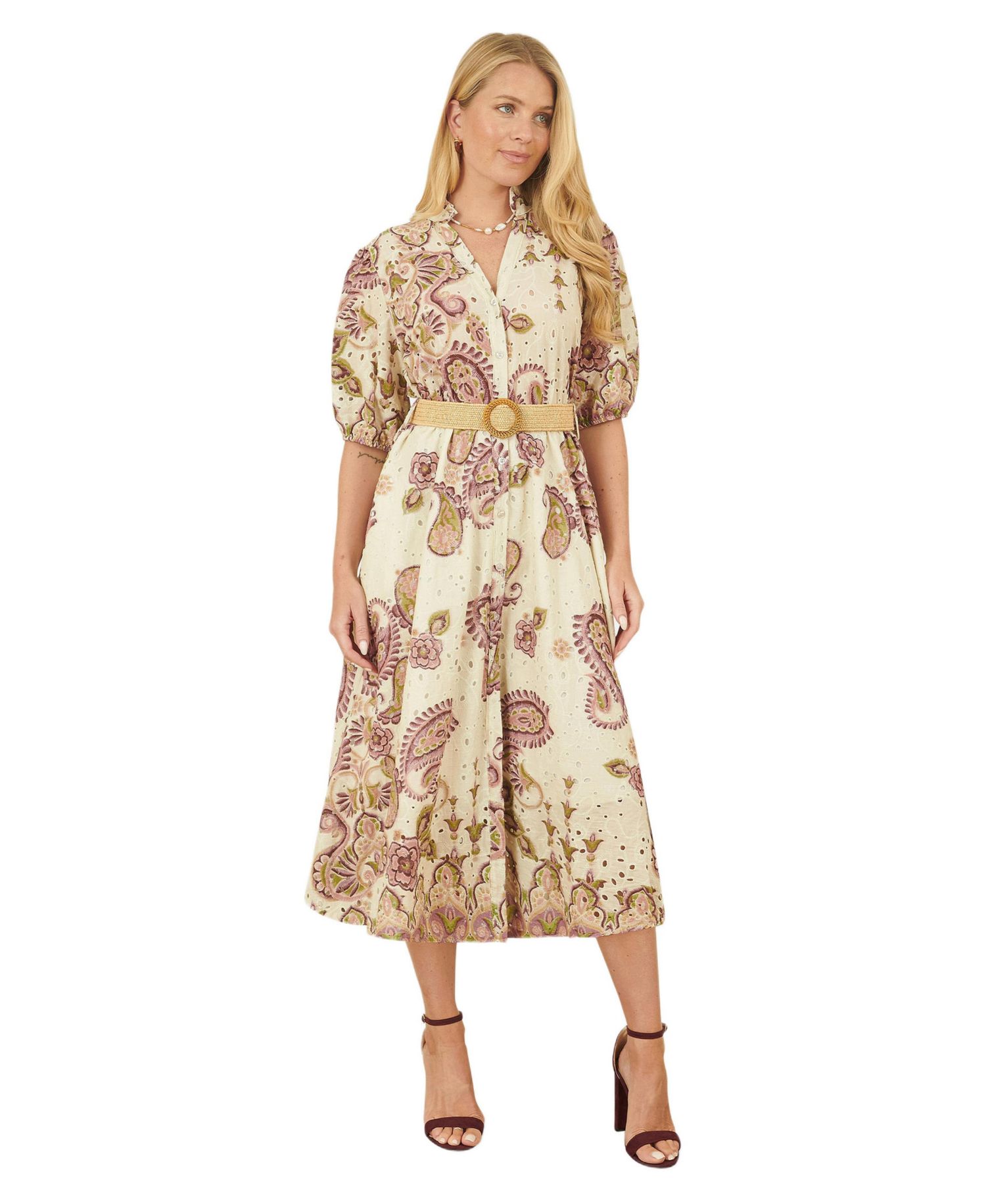 Women's Broderie Anglaise Cotton Midi Dress
