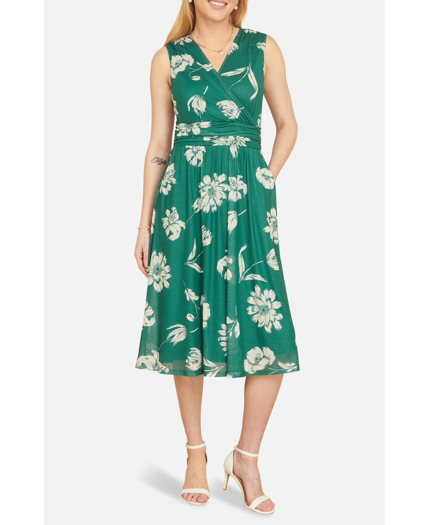 Women's Floral Print Stretch Mesh Dress