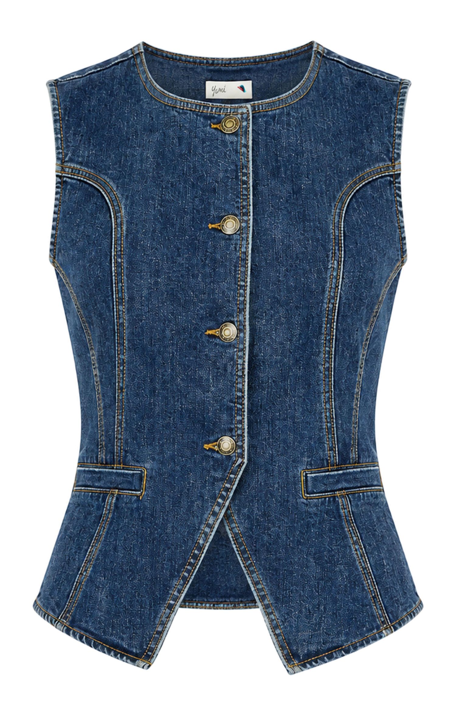 Women's Stretch Long Denim Waistcoat