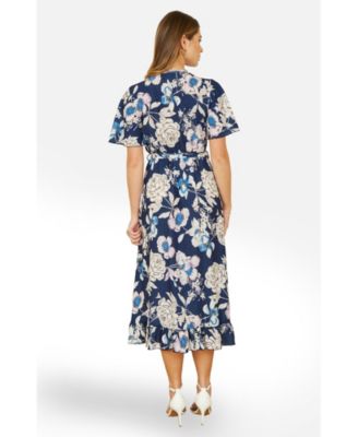 Women's Floral Midi Wrap Dress