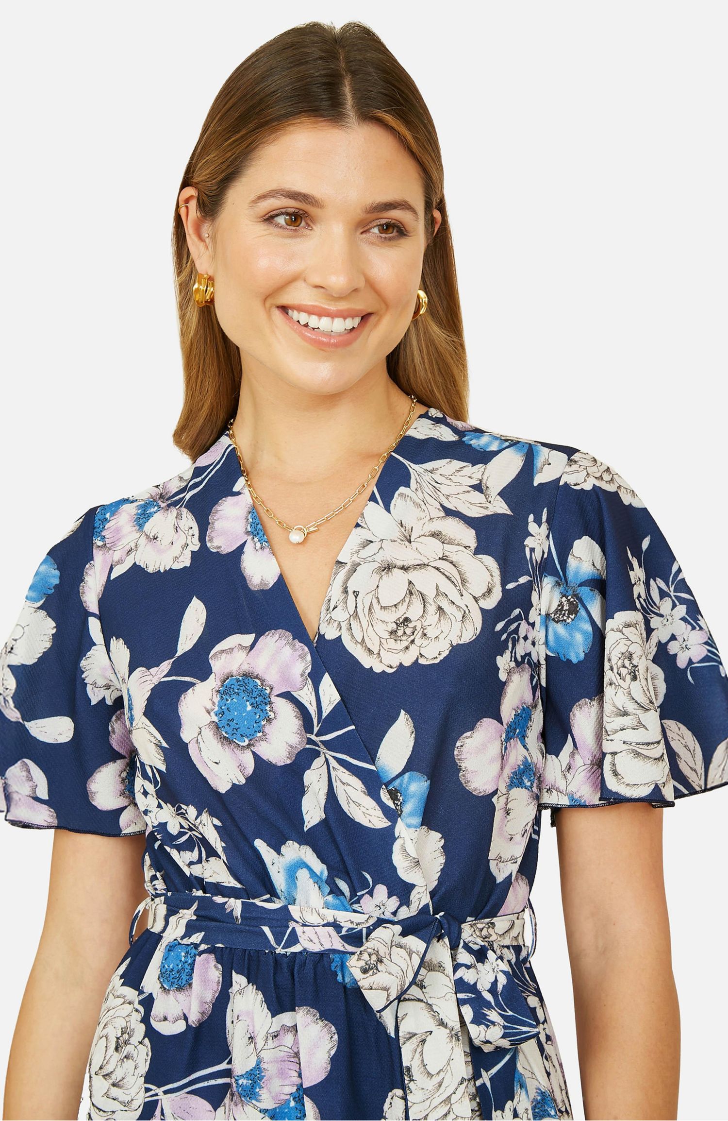 Women's Floral Midi Wrap Dress