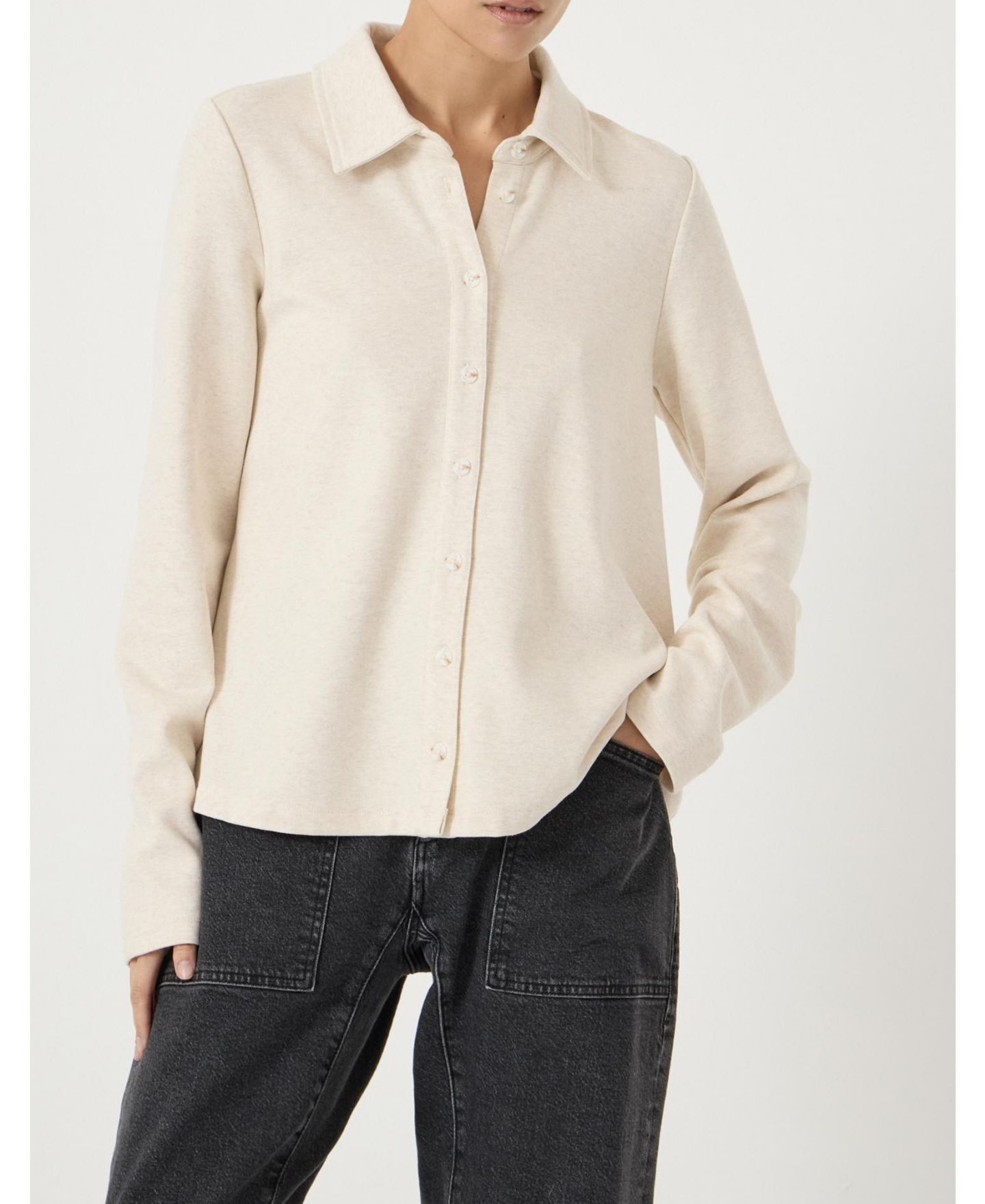 Женский топ Hush Button A-Line Polo, цвет: Овсяный меланжевый — фото 6