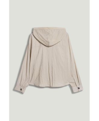 Women's Hooded Shirt with Snap Button Details