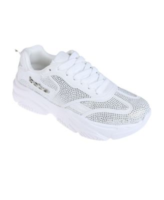 Women's Sneaker with Mesh Upper and Rhinestones Embellishment