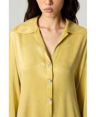 Women's Belted Shirt with Statement Buttons