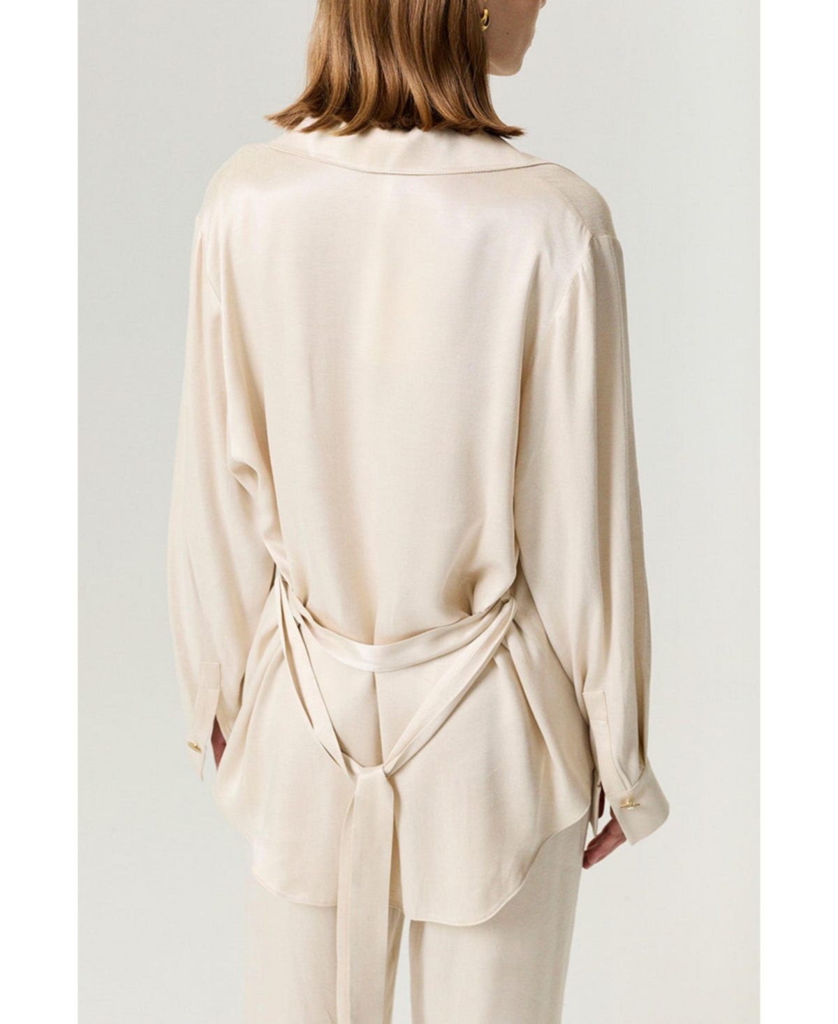 Nocturne Women's Belted Shirt with Statement Buttons